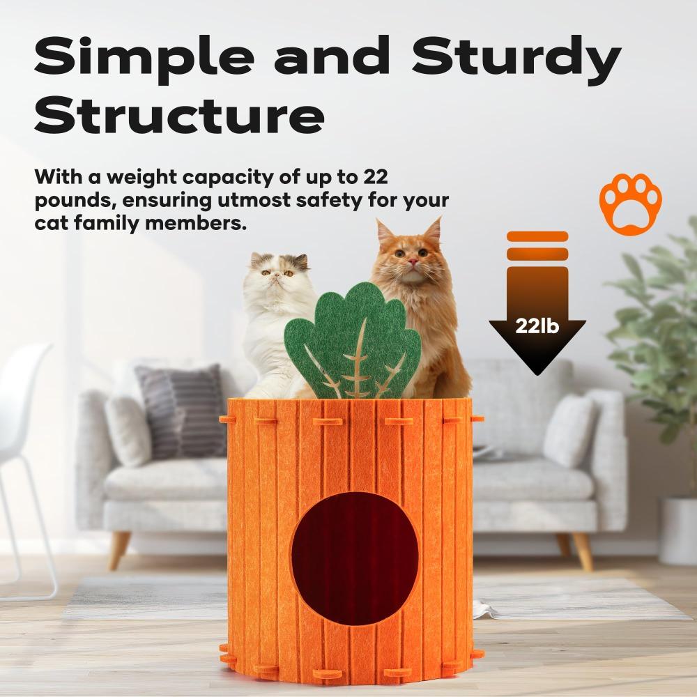 Unique Tree Hole Carrot Cat Home Soft Cute Design Cat Scratching Board Half Enclosed Durable Cat Castle House Pet Feel Secure