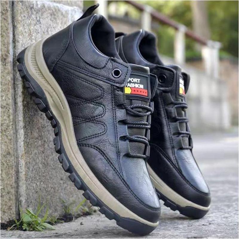 

Мужские одинарные туфли повседневные кожаные туфли водонепроницаемые спортивные туфли с мягкой подошвой кожаные дышащие туфли новые модные повседневные мужские туфли на шнуровке 39 чёрный