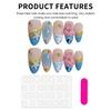 10Pcs Gradient Blue Almond Press On Nails Hand Painted 3D Seashell Flower Summer Ocean Fake Nails