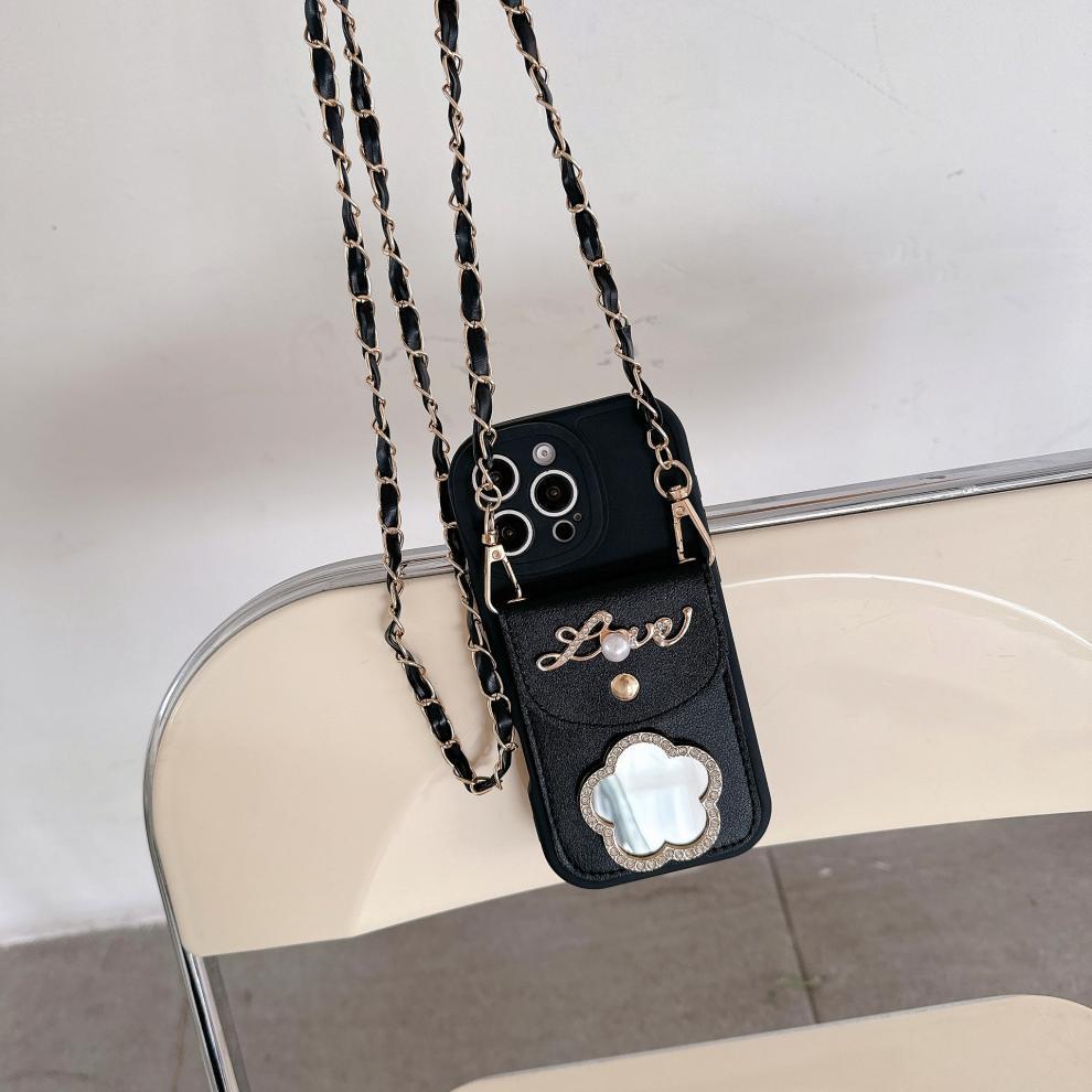 Full Coverage Makeup Mirror iPhone 16 Pro Max/17 Air/14/15 Crossbody Coin Purse Case