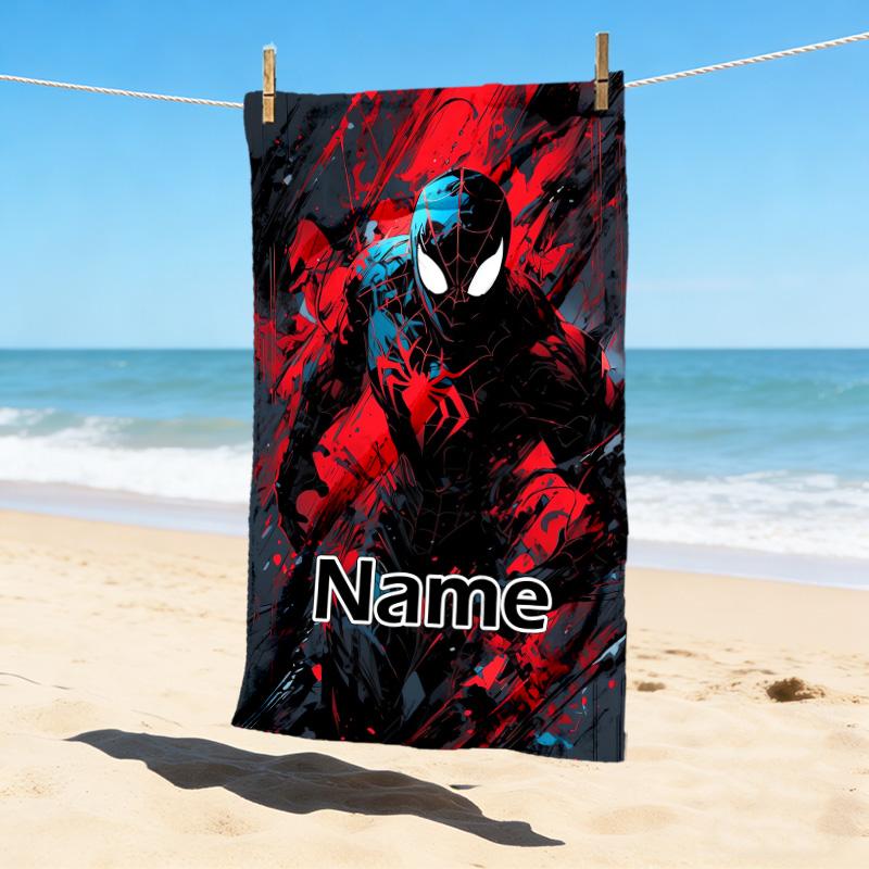 Custom Name S-Spide M-Man Flight Stylish Digital Printing Beach Towel Quick‑Drying Absorbent Blanket for Beach Pool Gym Travel