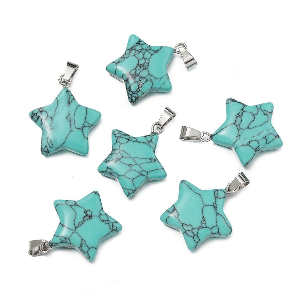 

6Pcs Five-Pointed Star Stone Charm for DIY Earrings Bracelet Necklace 6Pcs Color 1