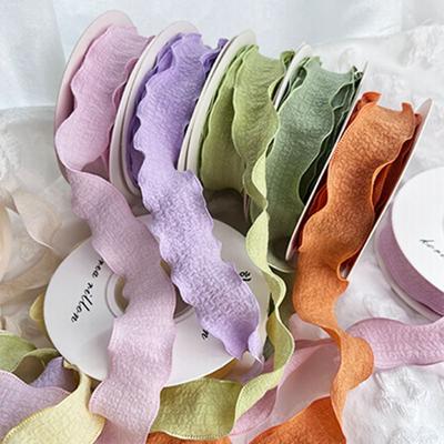 Hair BowKnot Bouquet Decor Flower Packaging Wrapping Yarn Band Wrinkled Cotton Ribbon Linseed