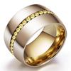 14mm Width Classic Crystal Wedding Ring Stainless steel Jewelry Ring For Women Gift