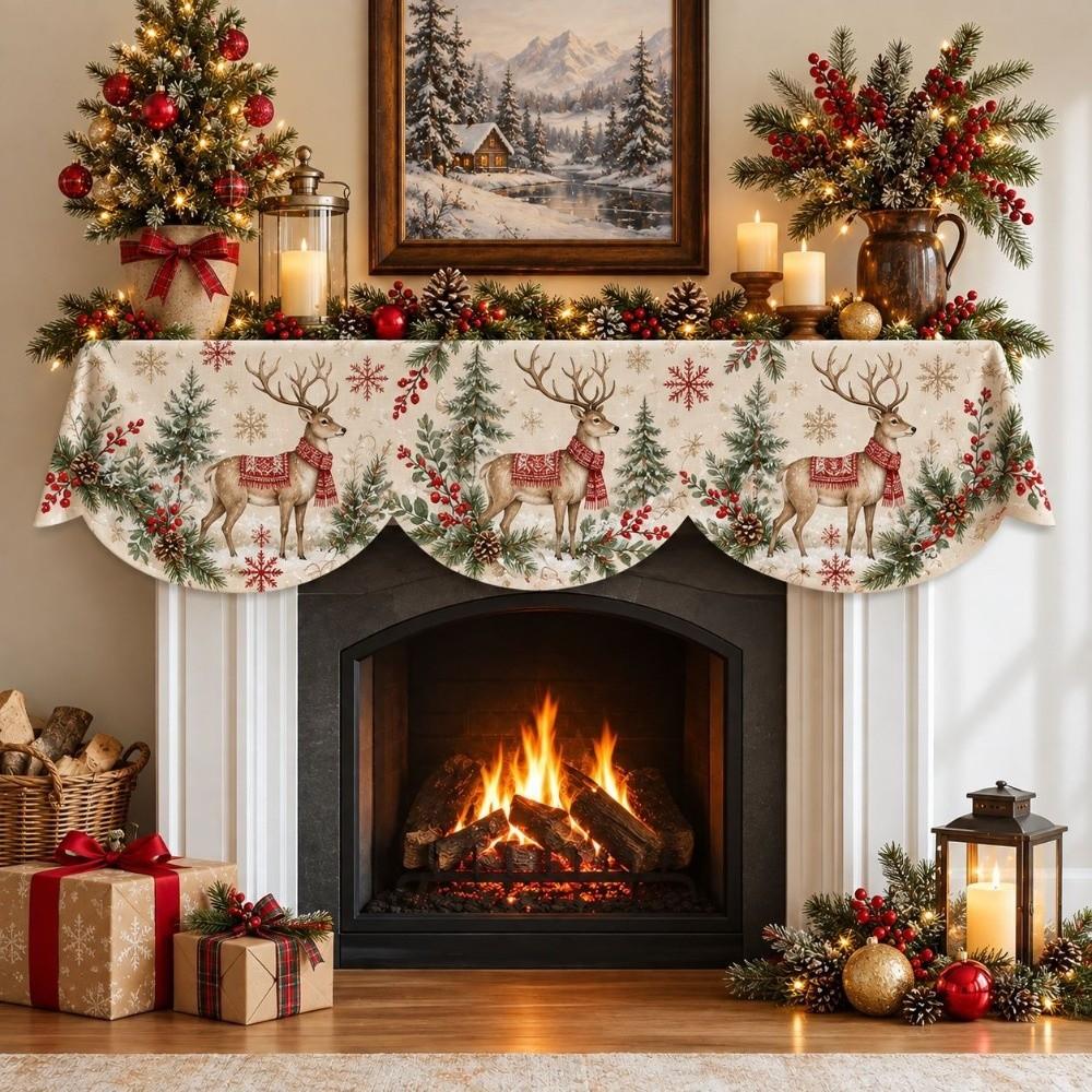 Impact-resistant Christmas Fireplace Scarf Stain-resistant Xmas Fireplace Cover New Year