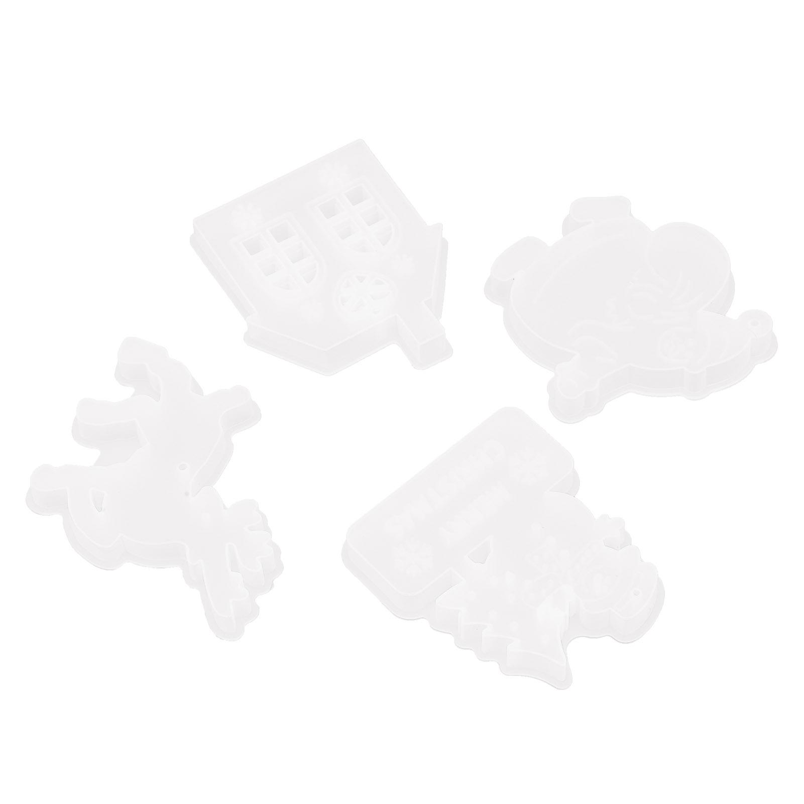 4PCS Christmas Charm Mold Personalized Flexible Silicone Exquisite DIY Christmas Resin Mold