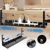 Under Desk Cable Management Tray, No Drill Wire Cord Organizer for Home Office, Metal Desk Wire Basket with Clamp for Plugs Power Strip, Black