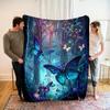 1pc All-Season Flannel Blanket - Beautiful Butterfly and Tree Print, Suitable for Sofa, Bed, Office, Travel, and Outdoor Camping, Multi-Functional Bla