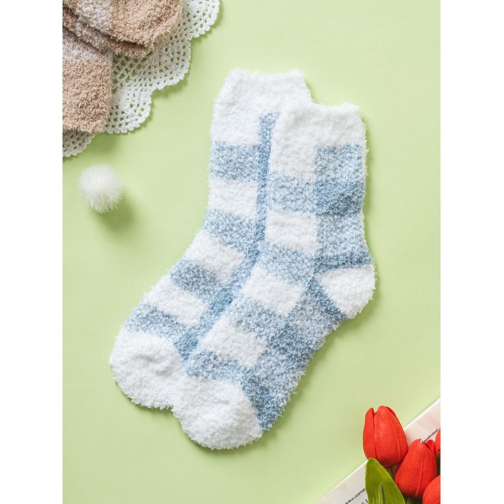 

Monfoot Women S Check Sleep SockS Blue
