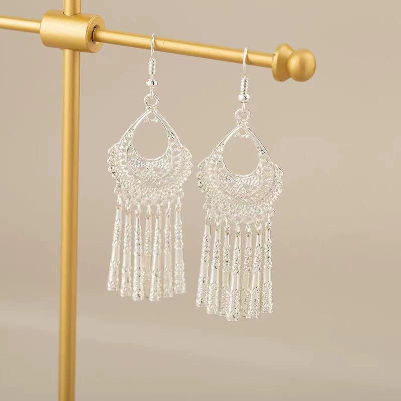 Exotic high-end sense niche new Chinese-style ethnic feng shui drop ear hook retro fashion design personalized ear jewelry