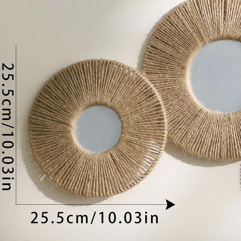 Bohemian Handmade Hemp Rope Woven Mirror Ornament Simple Home Homestay Bedroom Wall Decor Gift Acrylic