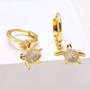 18K Gold-Plated Diamond Turtle Earrings for Women - Copper, Stylish, Non-Fading