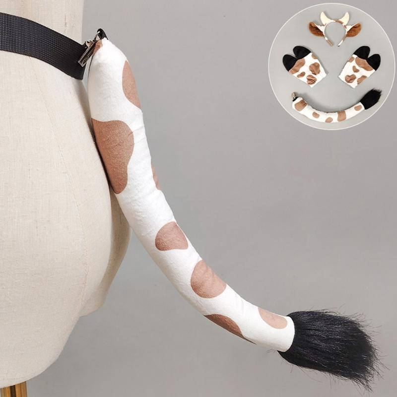 Karvės Kostiumų Rinkinys Karvės Ausys Lankelis Uodega Pirštinės Gyvūno Karnavalinio Kostiumo Rinkinys Aksesuarai Helovynui Cosplay Persirengimui