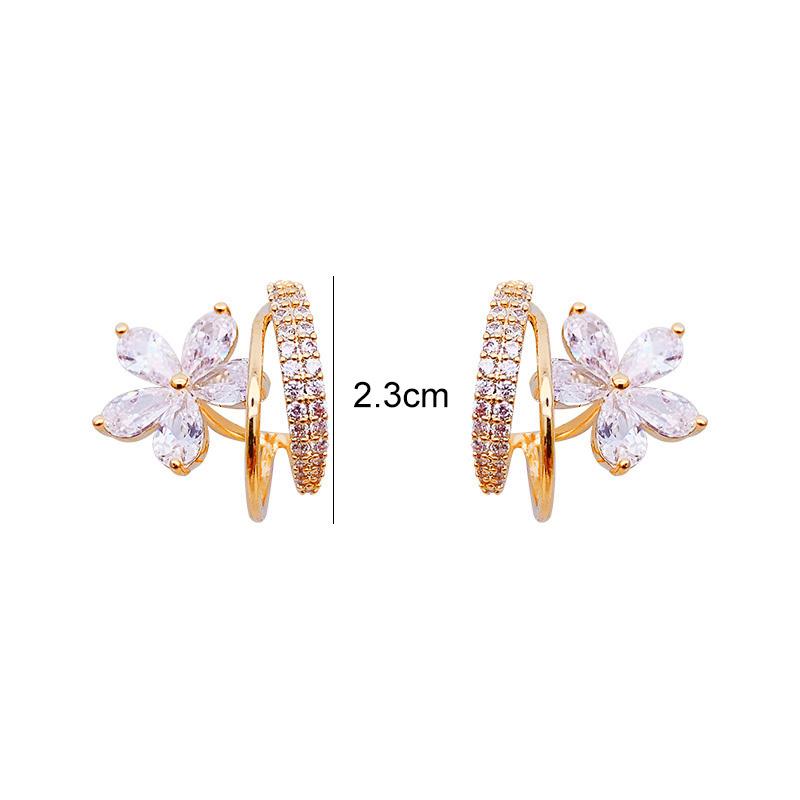 Neue Mode Ohrringe Zirkon Blume U Ring Ohrstecker Damen Leichter Luxus Vielseitig Temperament Schmuck Geschenke