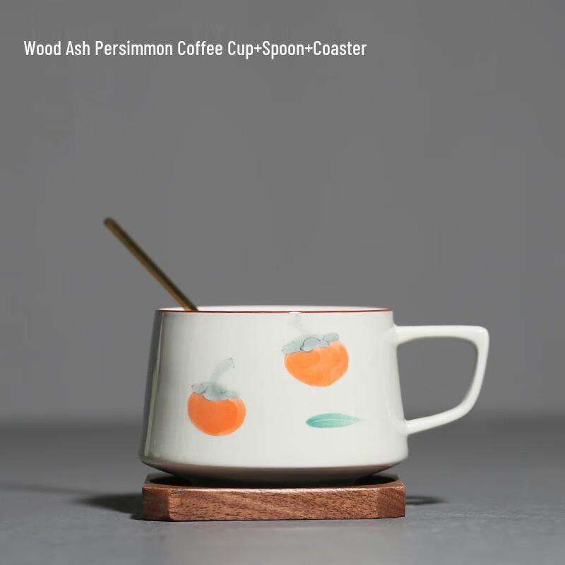 Hand-painted Persimmon Ceramic Coffee Mug