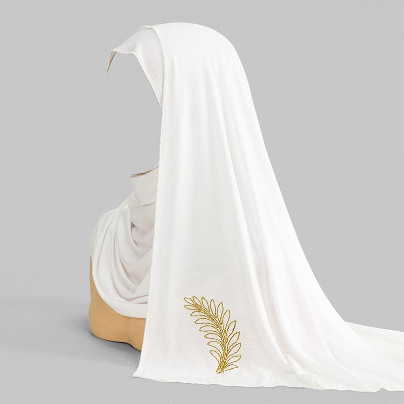 Muslim Chiffon Hijab Scarf Women Wheat Ear Pattern Long Solid Head Wrap Female Shawl Scarves Lady Muslim Veil Jersey Hijabs
