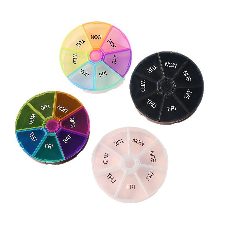 Round 7-Compartment Large-Capacity Travel Pill Box for 7 Days