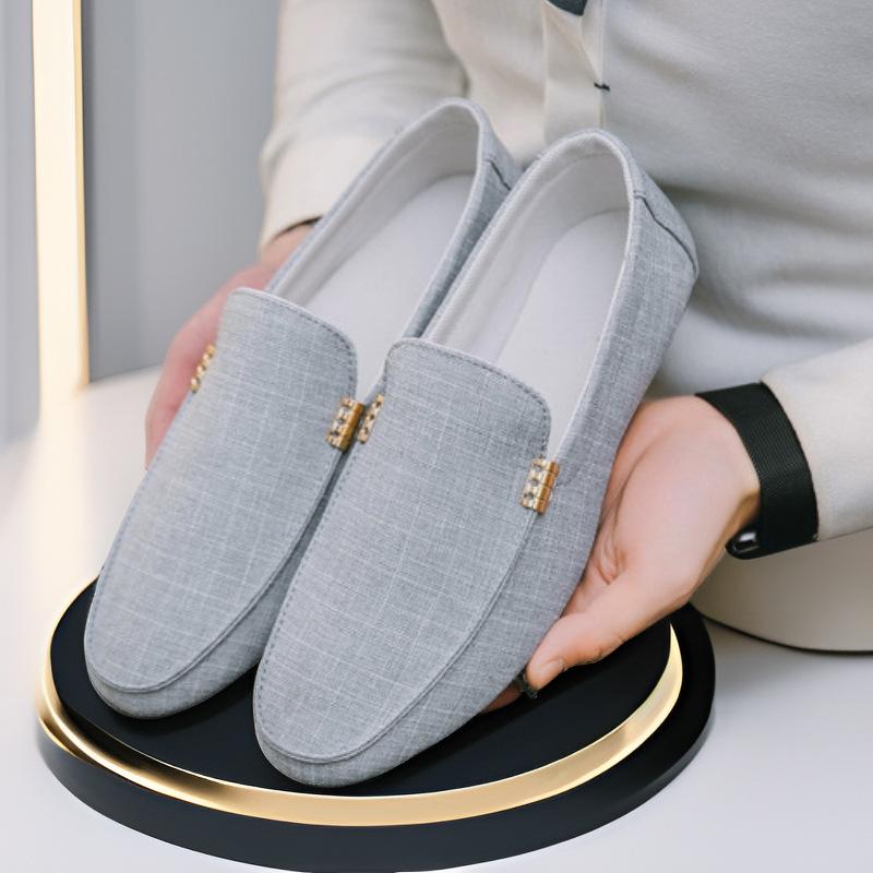 

Doudou shoes 2025 summer cloth shoes men s casual shoes British versatile lazy one-pedal canvas shoes large size men s shoes 46