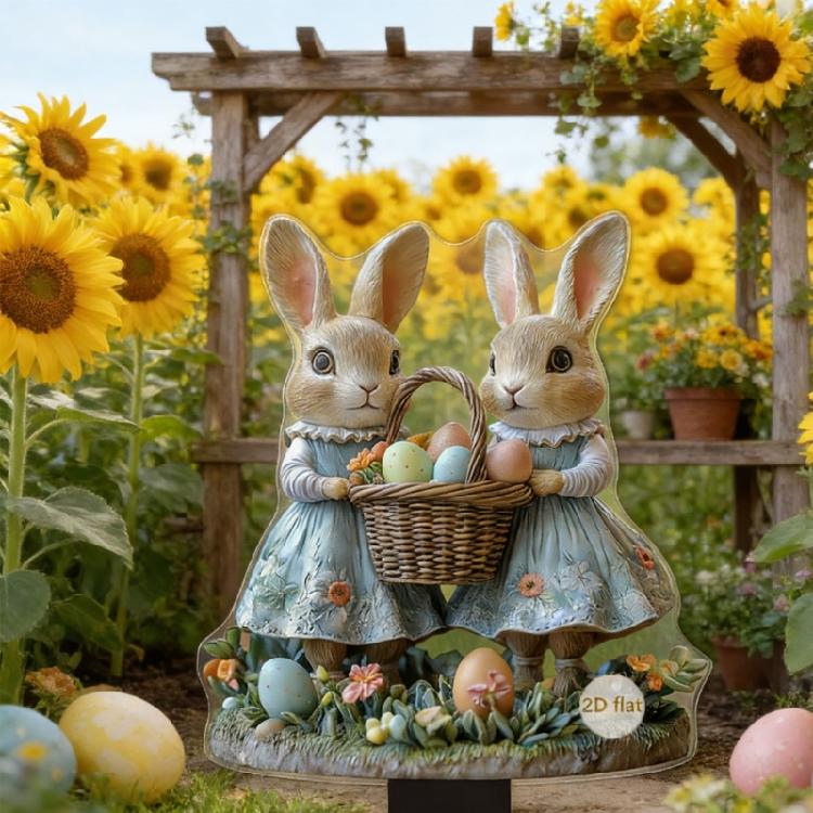 Weather Proof Rabbit Yard Art Garden Stake Ornament For Easter Parties And Event Seasonal Celebration Accessory