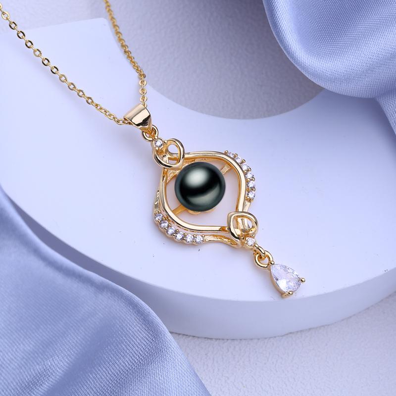FEEYOO Natural Freshwater Pearl Necklaces For Women Girls Fashion Gold Color Geometric Pendant Birthday Gift