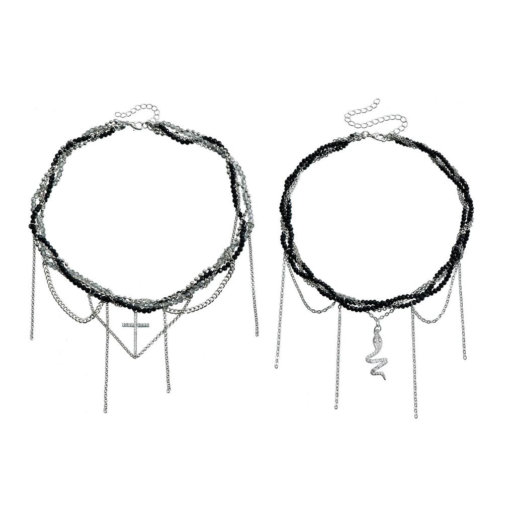 Fashionable Sturdy Glass Crystals Crosses Necklace Featuring Stylish Rhinestones Designs On Elegant Snake Chain