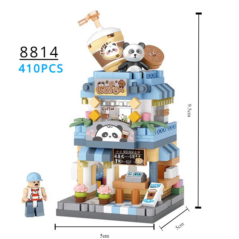 LOZ Blocks FUN Ideas Mini Street Store Toy Small Flower Pisa Shop Brinquedos MOC City House Food Building Bricks Girl Gifts