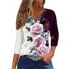 Women's T Shirt Tee Print Button 3/4 Sleeve Daily Weekend Fashion Basic V Neck Regular Top
