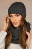 Set of the Seven Winter Hat with Snood, Graphite Color