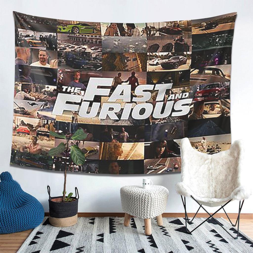 Fast And Furious Legends Tribute Tapestry Decoration Art Aesthetic Tapestries  Living Room Bedroom Home Wall Cloth Wall Hanging