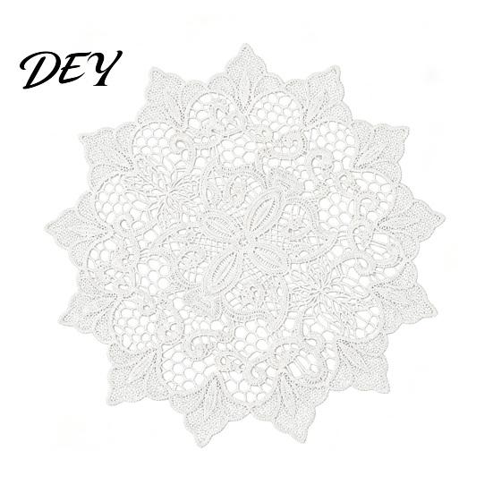 Vintage Lace Table Mats Round White Doily, Retro Placemat, Embroidered Mat, Wedding Centerpiece Elegant Doilies for Bridal Shower Dining Decor Coffee