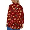 Women's Fashion Large Size Round Neck Long Sleeve Casual Christmas Print Loose Pullover Top