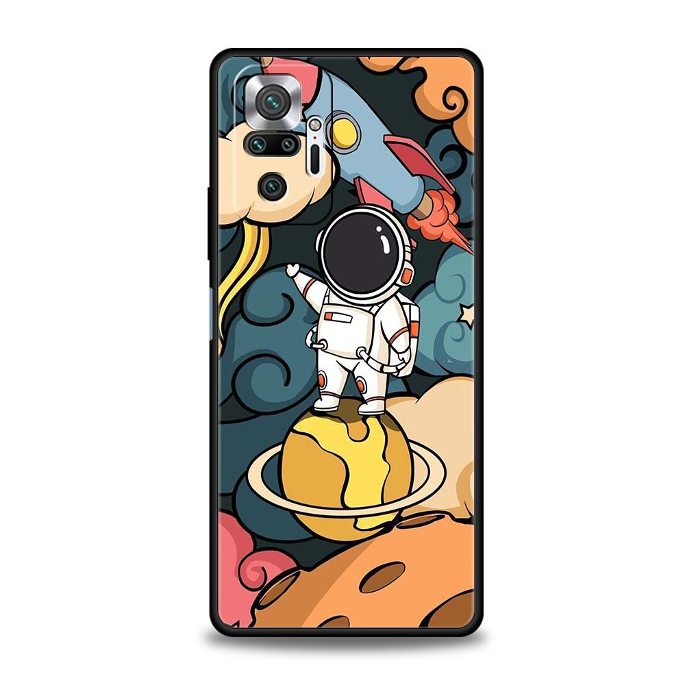 Cartoon Cute Cosmonaut Phone Case Cover for Redmi 14C 10C Note 15 14 13 12 10 11 K40 Pro Plus 5G Shockproof Soft TPU Shell Bags