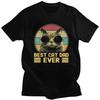 Custom Vintage Best Cat Dad Ever T Shirt for Men 100 Cotton Tshirt Short Sleeves Fathers Day Gift Tshirt Loose Fit Clothing