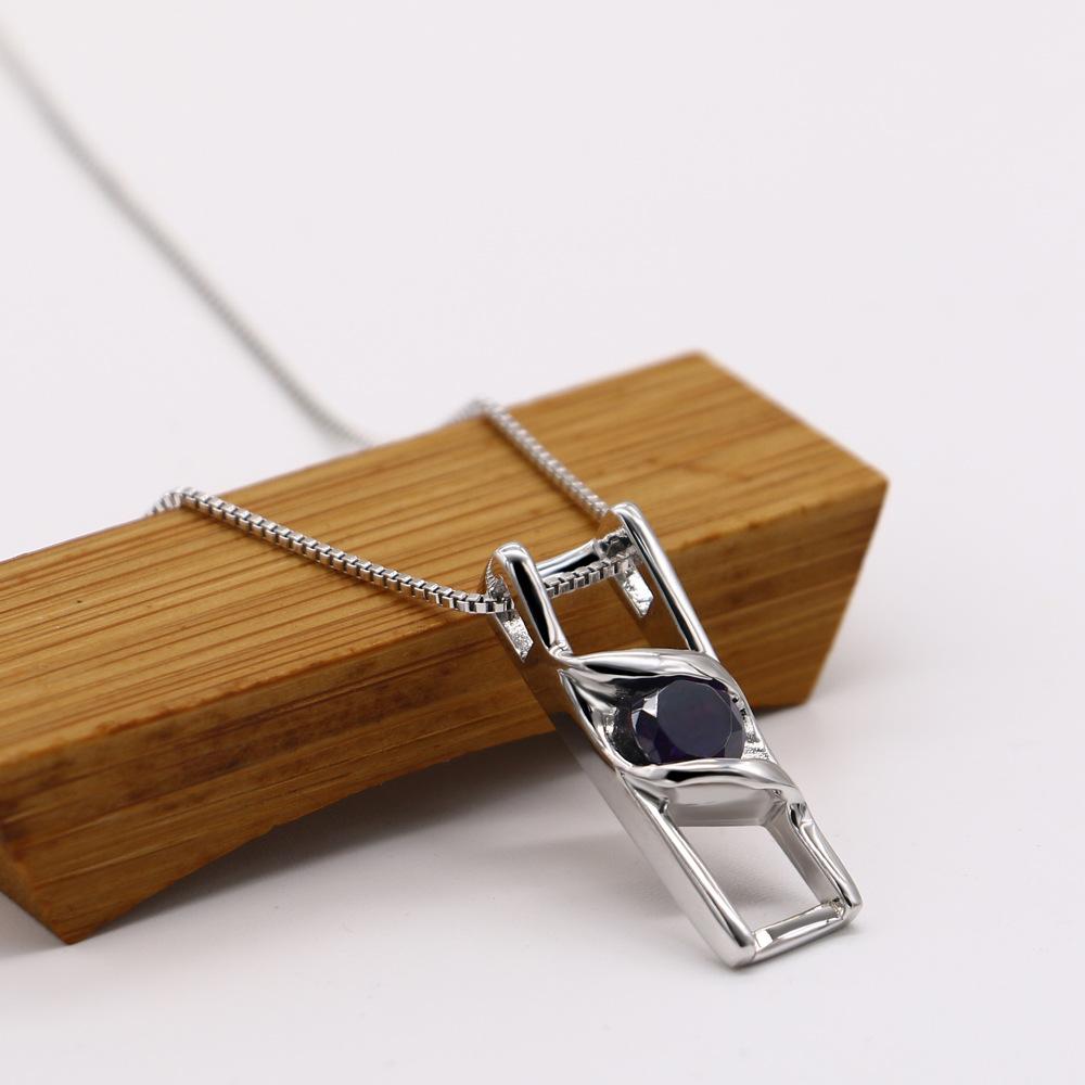 Necklace Single Inlaid Gemstone Elegant Chain Simple Box Chain Platinum Plated Charm Jewelry