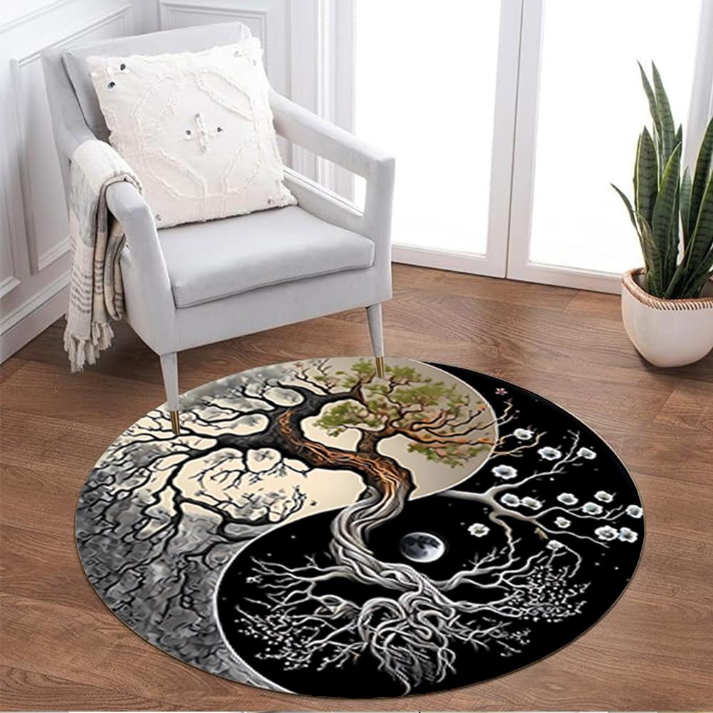 1pc Yin Yang Tree Design Non Slip Home Carpet Living Room Decoration Gift Idea