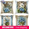 Heimdeko Blaue Blumen, Vögel & Schmetterlinge Kissenbezüge Muster Kissenbezug Geeignet für Sofa Schlafzimmer Auto Kissenbezug