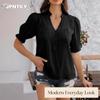 JPNTKY Women's Fashion Casual V-Neck Short Sleeve Blouses & Shirts