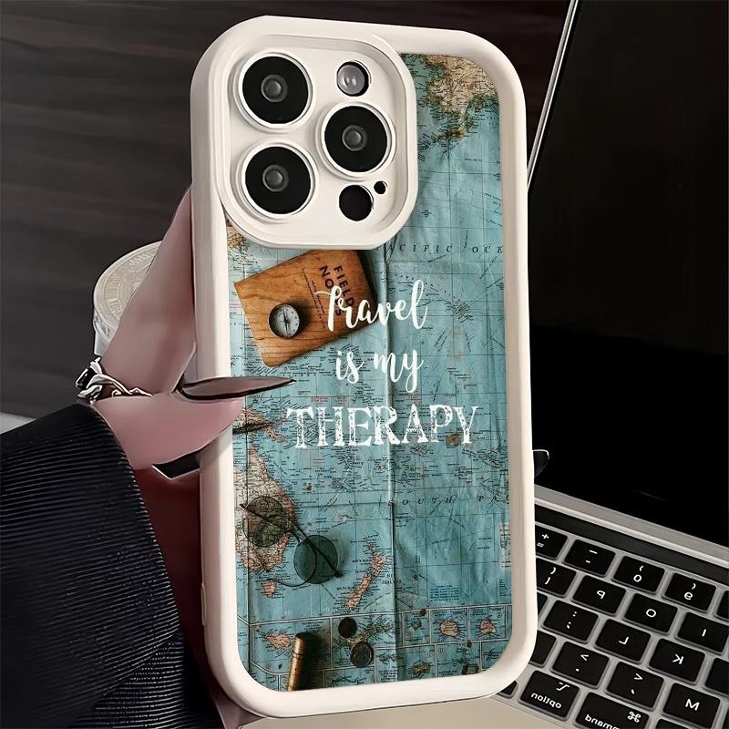Handyhülle für iPhone 17 Air 16E 15 16 Pro Max Reisekarte Künstlerisches Muster Cover 14 Plus 13 12 Mini Weiche Schale Silikon Fundas