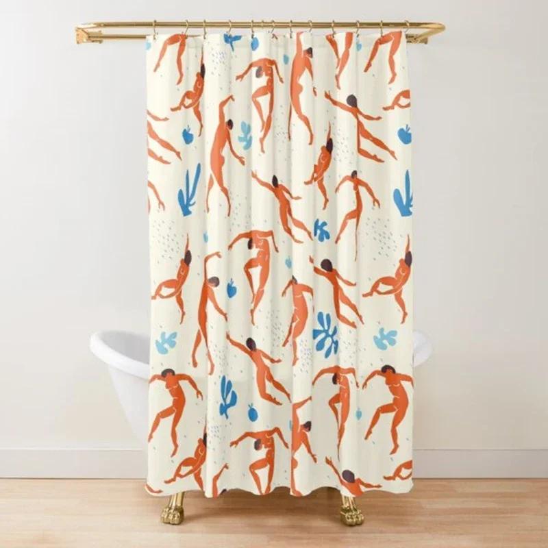 Abstract Matisse Flower Art Shower Curtain Modern Geometric Simple Aesthetic Pastel Boho Trendy Bathroom Curtain Decor with Hook