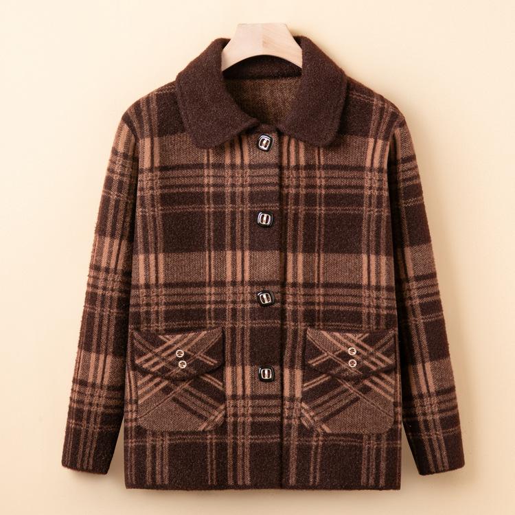 Middle-aged and Elderly Sweaters for Women and Grandmas Sweaters for New Thick Spring and Autumn Knitted Sweaters for Elderly Clothes Coats