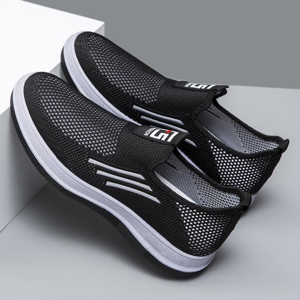 2025 Men s Mesh Breathable Slip-On Lightweight Running Shoes – Versatile & Fashionable Flyknit Design Size 44