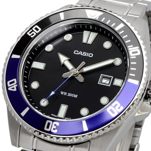 [Casio] Standard Analog Sport 200m Water Resistant Watch MDV-107D-1A2V Men's Black & Blue Bezel Metal Band