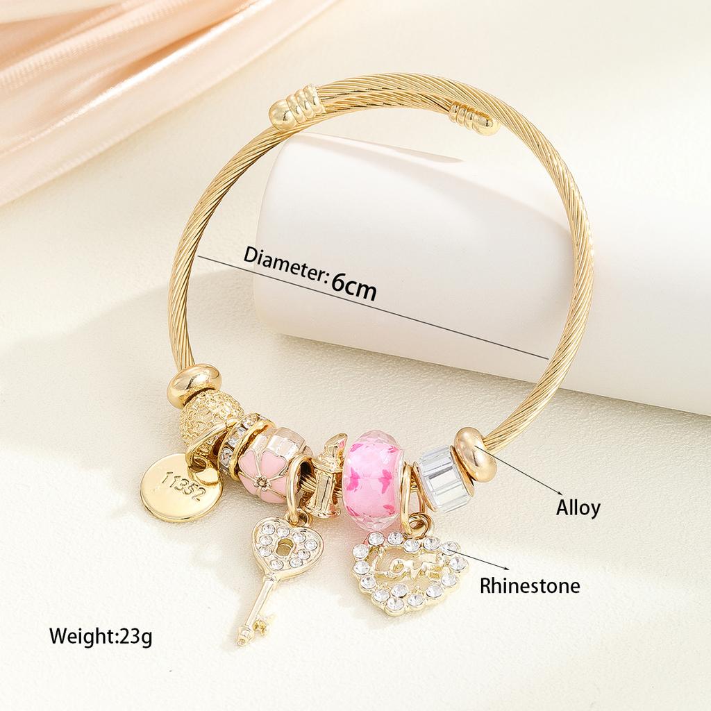 Gold Bracelet DIY Fashion Oil Drop Pendant Adjustable Open Bracelet for Women