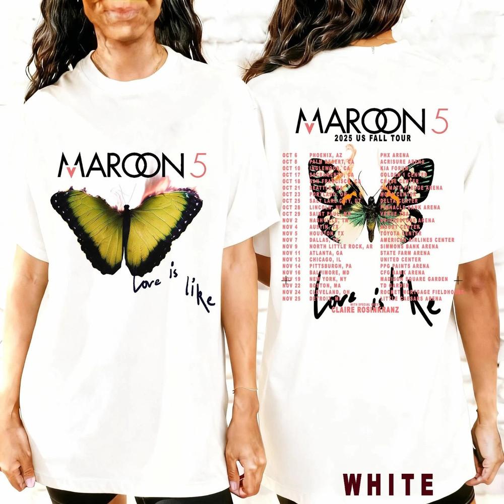 

Maroon 5 2025 US Fall Tour Shirt Butterfly Graphic T-Shirt 3XL