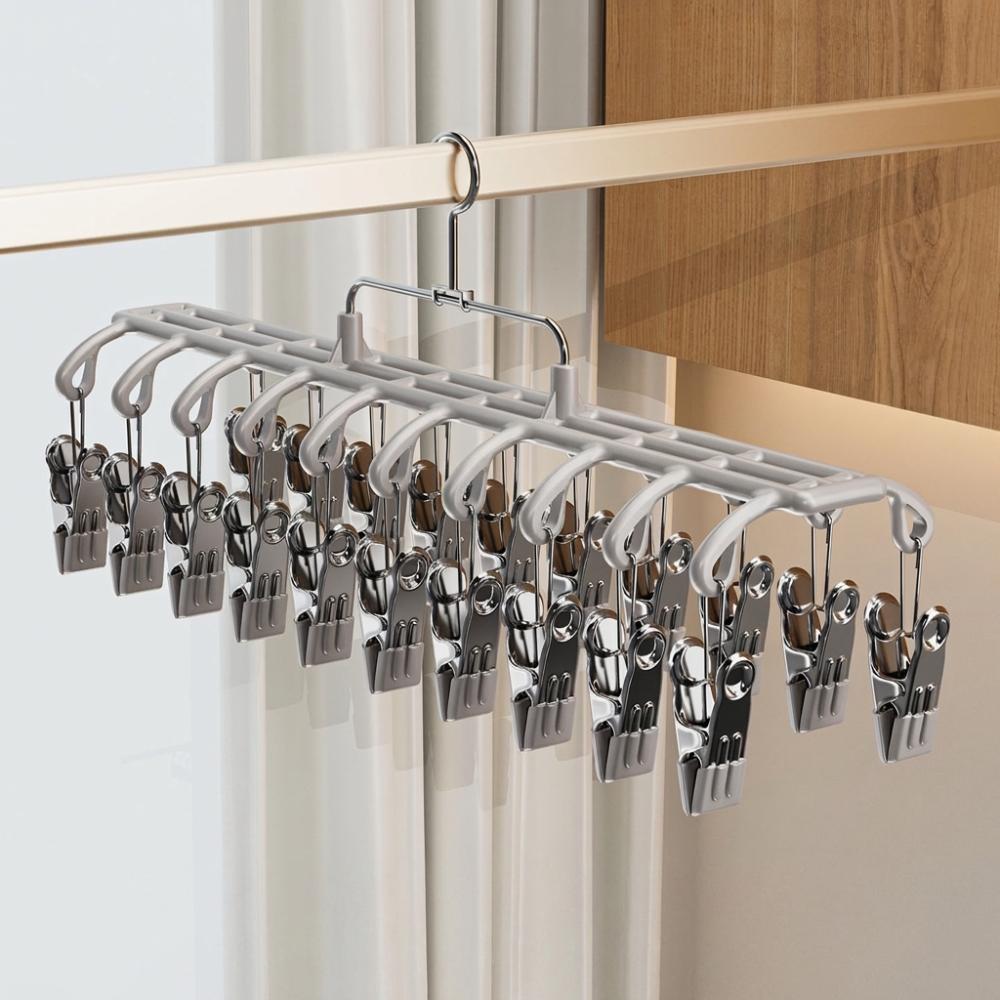 20 Clips Drying Clothes Hanger Non-marking Anti-Slip Trouser Hanging Hook Rustproof Corrosion-Resistant Sock Underwear Rack