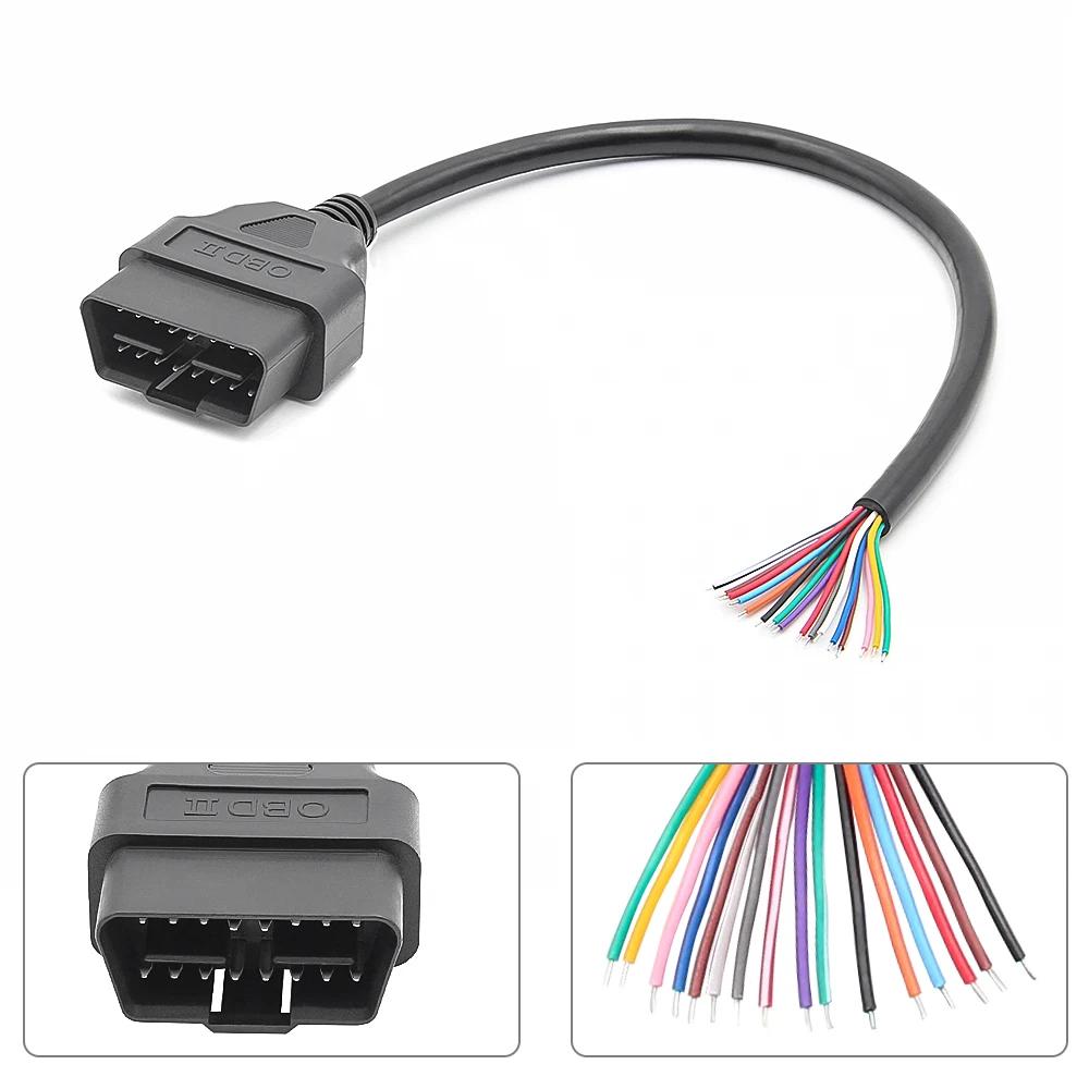 JieYuan 30cm 16pin Hembra a Macho DIY OBD2 Cable de Extensión Automotriz Herramienta de Diagnóstico Automotriz Escáner Conector OBDII