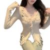 Women's Autumn Winter Frayed Edge V-Neck Sweater: Slimming, Flattering Niche Knitwear Cardigan