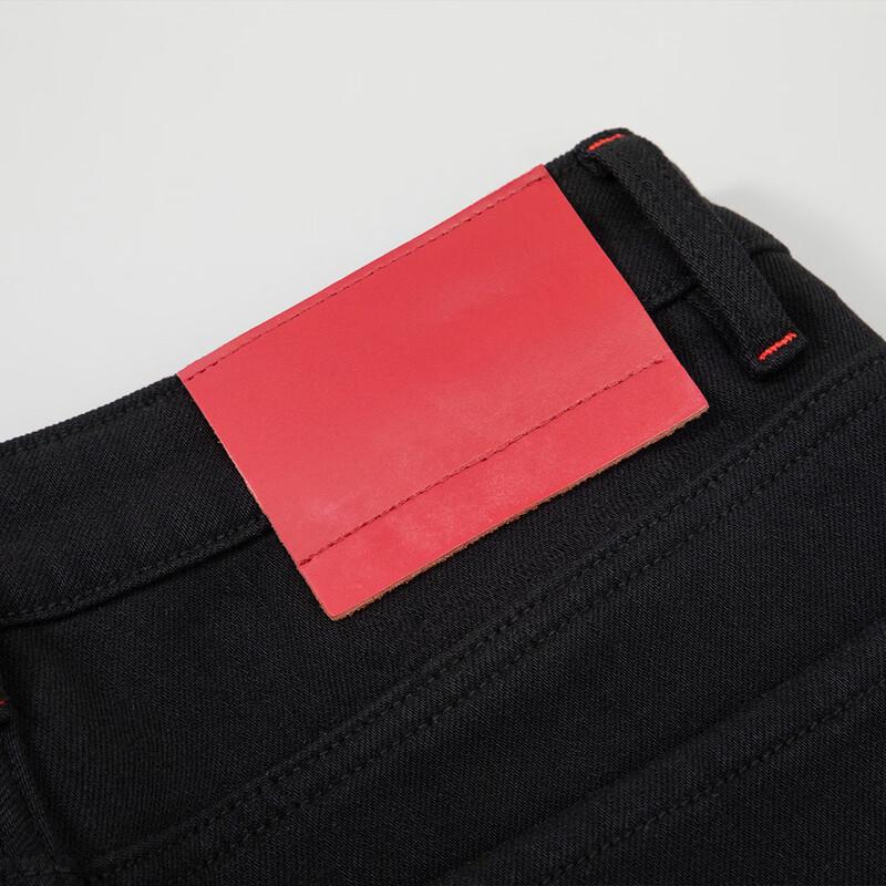 RAIN.CUN Women's Plus Velvet Black Cigarette Jeans