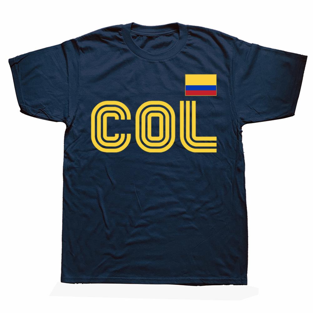 Funny Vintage Colombia Flag Retro International Country Colombian T-shirt Men Women Hip Hop Oversized 100% Cotton T-shirts