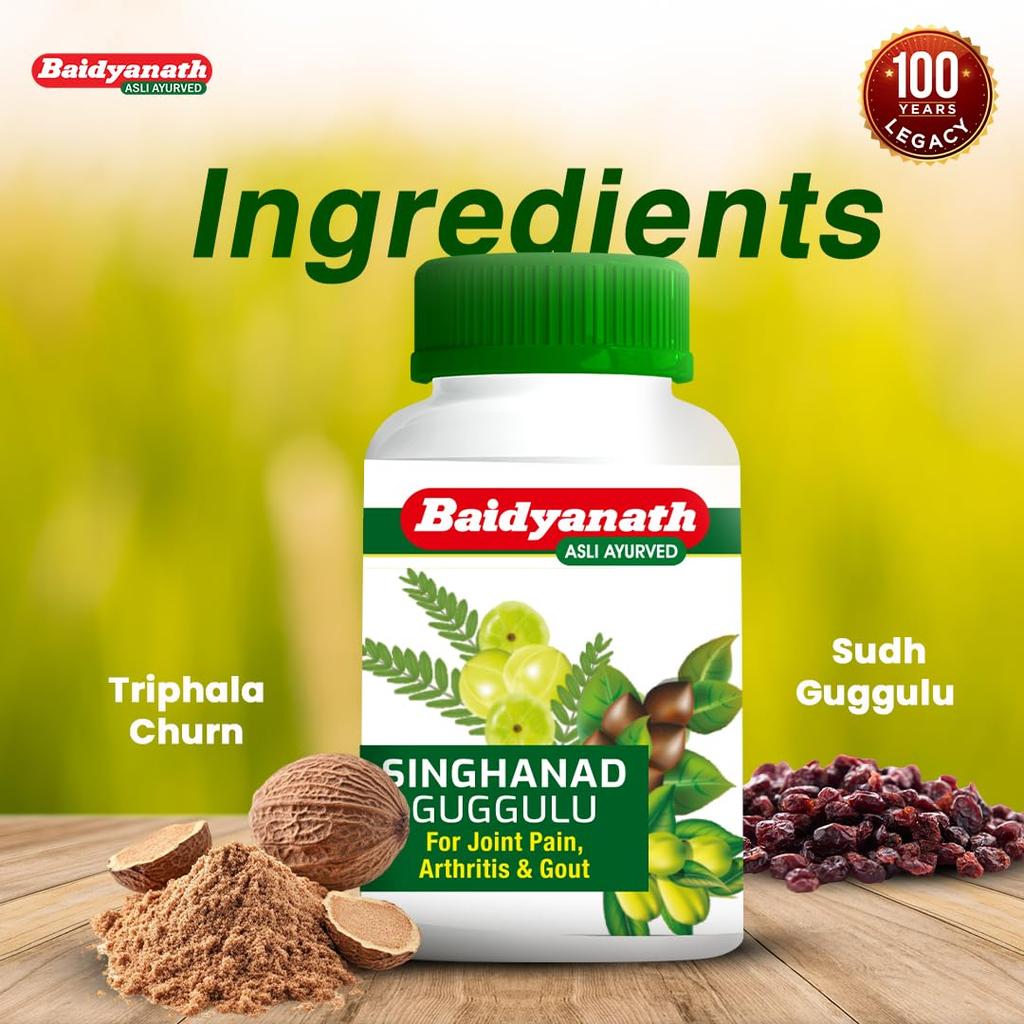 Baidyanath Singhanad Guggulu Ayurvedic Joint Wellness Tablets 80 Count Supports Flexibility Mobility